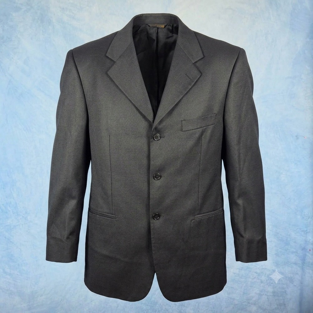 Mino Lombardi Mens Silk Wool Blazer Jacket Gray Tessilstrona Italy 3 Button 42R